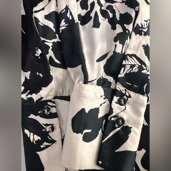 Zara Women's Cream and Black Floral‎ Print Long Sleeve Blouse Size S - Picture 16 of 16